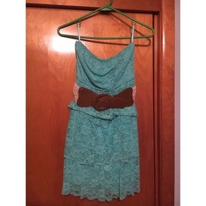 Turquoise lace dress w/ belt